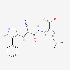 methyl 2-{[2-cyano-3-(3-phenyl-1H-pyrazol-4-yl)acryloyl]amino}-5-isopropyl-3-thiophenecarboxylate