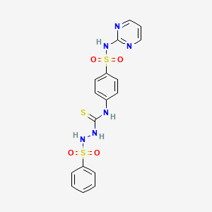 molecular formula C17H16N6O4S3 B4281293 2-(phenylsulfonyl)-N-{4-[(2-pyrimidinylamino)sulfonyl]phenyl}hydrazinecarbothioamide 