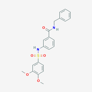 molecular formula C22H22N2O5S B4281310 N-benzyl-3-{[(3,4-dimethoxyphenyl)sulfonyl]amino}benzamide 