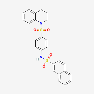 molecular formula C25H22N2O4S2 B4281321 N-[4-(3,4-dihydro-1(2H)-quinolinylsulfonyl)phenyl]-2-naphthalenesulfonamide 