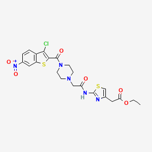 ethyl {2-[({4-[(3-chloro-6-nitro-1-benzothien-2-yl)carbonyl]-1-piperazinyl}acetyl)amino]-1,3-thiazol-4-yl}acetate