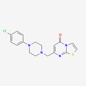molecular formula C17H17ClN4OS B4281382 7-{[4-(4-chlorophenyl)-1-piperazinyl]methyl}-5H-[1,3]thiazolo[3,2-a]pyrimidin-5-one 