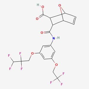 molecular formula C19H16F7NO6 B4281383 3-({[3-(2,2,3,3-tetrafluoropropoxy)-5-(2,2,2-trifluoroethoxy)phenyl]amino}carbonyl)-7-oxabicyclo[2.2.1]hept-5-ene-2-carboxylic acid 