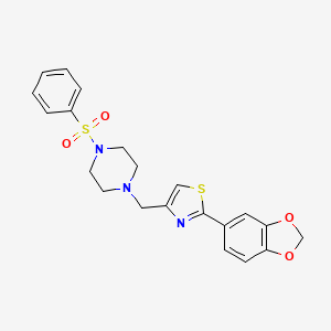 molecular formula C21H21N3O4S2 B4281394 1-{[2-(1,3-benzodioxol-5-yl)-1,3-thiazol-4-yl]methyl}-4-(phenylsulfonyl)piperazine 