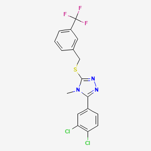 molecular formula C17H12Cl2F3N3S B4281408 3-(3,4-dichlorophenyl)-4-methyl-5-{[3-(trifluoromethyl)benzyl]thio}-4H-1,2,4-triazole 
