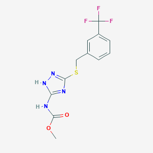 molecular formula C12H11F3N4O2S B428141 methyl 5-{[3-(trifluoromethyl)benzyl]sulfanyl}-4H-1,2,4-triazol-3-ylcarbamate 