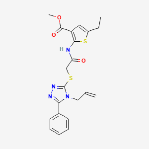 molecular formula C21H22N4O3S2 B4281439 methyl 2-({[(4-allyl-5-phenyl-4H-1,2,4-triazol-3-yl)thio]acetyl}amino)-5-ethyl-3-thiophenecarboxylate 