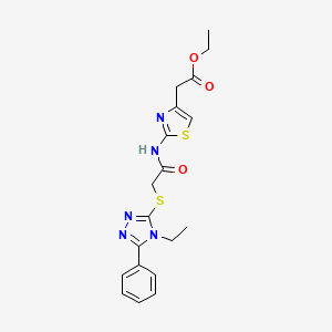 molecular formula C19H21N5O3S2 B4281445 ethyl [2-({[(4-ethyl-5-phenyl-4H-1,2,4-triazol-3-yl)thio]acetyl}amino)-1,3-thiazol-4-yl]acetate 