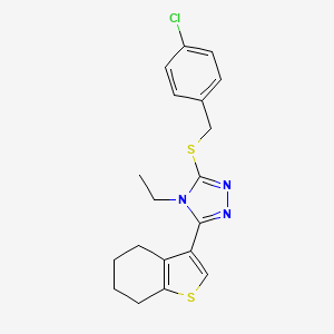 molecular formula C19H20ClN3S2 B4281458 3-[(4-chlorobenzyl)thio]-4-ethyl-5-(4,5,6,7-tetrahydro-1-benzothien-3-yl)-4H-1,2,4-triazole 