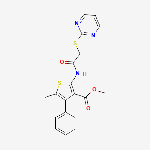 molecular formula C19H17N3O3S2 B4281498 methyl 5-methyl-4-phenyl-2-{[(2-pyrimidinylthio)acetyl]amino}-3-thiophenecarboxylate 