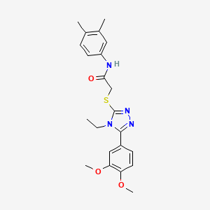 molecular formula C22H26N4O3S B4281515 2-{[5-(3,4-dimethoxyphenyl)-4-ethyl-4H-1,2,4-triazol-3-yl]thio}-N-(3,4-dimethylphenyl)acetamide 