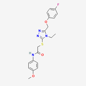 molecular formula C20H21FN4O3S B4281537 2-({4-ethyl-5-[(4-fluorophenoxy)methyl]-4H-1,2,4-triazol-3-yl}thio)-N-(4-methoxyphenyl)acetamide 