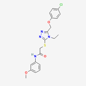 molecular formula C20H21ClN4O3S B4281561 2-({5-[(4-chlorophenoxy)methyl]-4-ethyl-4H-1,2,4-triazol-3-yl}thio)-N-(3-methoxyphenyl)acetamide 