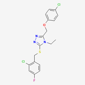 molecular formula C18H16Cl2FN3OS B4281562 3-[(2-chloro-4-fluorobenzyl)thio]-5-[(4-chlorophenoxy)methyl]-4-ethyl-4H-1,2,4-triazole 