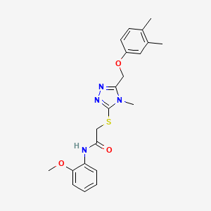 molecular formula C21H24N4O3S B4281566 2-({5-[(3,4-dimethylphenoxy)methyl]-4-methyl-4H-1,2,4-triazol-3-yl}thio)-N-(2-methoxyphenyl)acetamide 