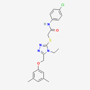 molecular formula C21H23ClN4O2S B4281567 N-(4-chlorophenyl)-2-({5-[(3,5-dimethylphenoxy)methyl]-4-ethyl-4H-1,2,4-triazol-3-yl}thio)acetamide 