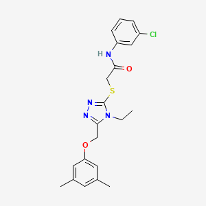molecular formula C21H23ClN4O2S B4281569 N-(3-chlorophenyl)-2-({5-[(3,5-dimethylphenoxy)methyl]-4-ethyl-4H-1,2,4-triazol-3-yl}thio)acetamide 