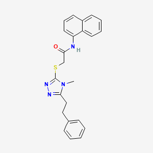 molecular formula C23H22N4OS B4281626 2-{[4-methyl-5-(2-phenylethyl)-4H-1,2,4-triazol-3-yl]thio}-N-1-naphthylacetamide 