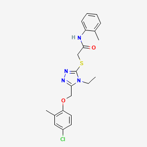 molecular formula C21H23ClN4O2S B4281630 2-({5-[(4-chloro-2-methylphenoxy)methyl]-4-ethyl-4H-1,2,4-triazol-3-yl}thio)-N-(2-methylphenyl)acetamide 