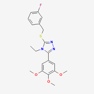 molecular formula C20H22FN3O3S B4281637 4-ethyl-3-[(3-fluorobenzyl)thio]-5-(3,4,5-trimethoxyphenyl)-4H-1,2,4-triazole 