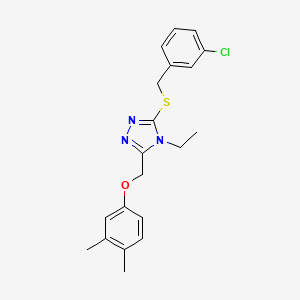 molecular formula C20H22ClN3OS B4281640 3-[(3-chlorobenzyl)thio]-5-[(3,4-dimethylphenoxy)methyl]-4-ethyl-4H-1,2,4-triazole 