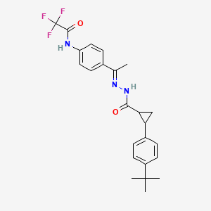 molecular formula C24H26F3N3O2 B4281652 N-[4-(N-{[2-(4-tert-butylphenyl)cyclopropyl]carbonyl}ethanehydrazonoyl)phenyl]-2,2,2-trifluoroacetamide 