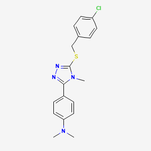 molecular formula C18H19ClN4S B4281672 (4-{5-[(4-chlorobenzyl)thio]-4-methyl-4H-1,2,4-triazol-3-yl}phenyl)dimethylamine 