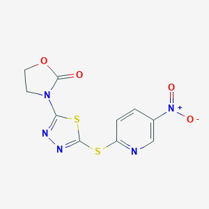 3-[5-({5-Nitro-2-pyridinyl}sulfanyl)-1,3,4-thiadiazol-2-yl]-1,3-oxazolidin-2-one