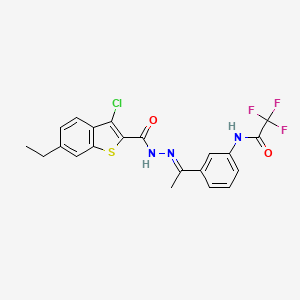 molecular formula C21H17ClF3N3O2S B4281690 N-(3-{N-[(3-chloro-6-ethyl-1-benzothien-2-yl)carbonyl]ethanehydrazonoyl}phenyl)-2,2,2-trifluoroacetamide 