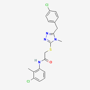 molecular formula C19H18Cl2N4OS B4281701 2-{[5-(4-chlorobenzyl)-4-methyl-4H-1,2,4-triazol-3-yl]thio}-N-(3-chloro-2-methylphenyl)acetamide 