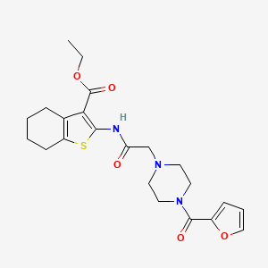 molecular formula C22H27N3O5S B4281710 ethyl 2-({[4-(2-furoyl)-1-piperazinyl]acetyl}amino)-4,5,6,7-tetrahydro-1-benzothiophene-3-carboxylate 