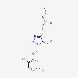 molecular formula C15H17Cl2N3O3S B4281717 ethyl ({5-[(2,5-dichlorophenoxy)methyl]-4-ethyl-4H-1,2,4-triazol-3-yl}thio)acetate 