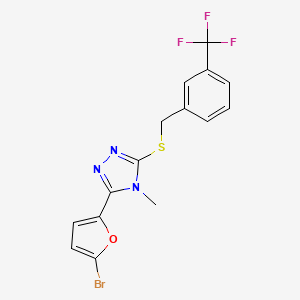 molecular formula C15H11BrF3N3OS B4281725 3-(5-bromo-2-furyl)-4-methyl-5-{[3-(trifluoromethyl)benzyl]thio}-4H-1,2,4-triazole 
