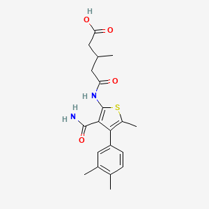molecular formula C20H24N2O4S B4281777 5-{[3-(aminocarbonyl)-4-(3,4-dimethylphenyl)-5-methyl-2-thienyl]amino}-3-methyl-5-oxopentanoic acid 