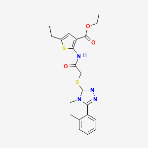 ethyl 5-ethyl-2-[({[4-methyl-5-(2-methylphenyl)-4H-1,2,4-triazol-3-yl]thio}acetyl)amino]-3-thiophenecarboxylate