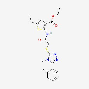 molecular formula C21H24N4O3S2 B4281807 ethyl 5-ethyl-2-[({[4-methyl-5-(2-methylphenyl)-4H-1,2,4-triazol-3-yl]thio}acetyl)amino]-3-thiophenecarboxylate 