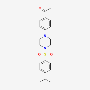 molecular formula C21H26N2O3S B4281812 1-(4-{4-[(4-isopropylphenyl)sulfonyl]-1-piperazinyl}phenyl)ethanone 