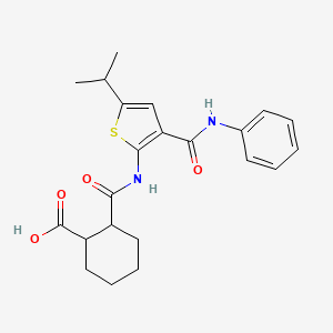molecular formula C22H26N2O4S B4281820 2-({[3-(anilinocarbonyl)-5-isopropyl-2-thienyl]amino}carbonyl)cyclohexanecarboxylic acid 