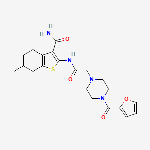 molecular formula C21H26N4O4S B4281855 2-({[4-(2-furoyl)-1-piperazinyl]acetyl}amino)-6-methyl-4,5,6,7-tetrahydro-1-benzothiophene-3-carboxamide 
