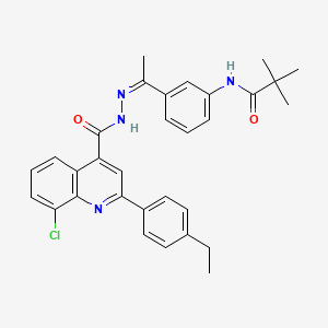 molecular formula C31H31ClN4O2 B4281914 N-[3-(N-{[8-chloro-2-(4-ethylphenyl)-4-quinolinyl]carbonyl}ethanehydrazonoyl)phenyl]-2,2-dimethylpropanamide 