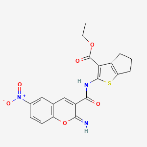 molecular formula C20H17N3O6S B4281946 ethyl 2-{[(2-imino-6-nitro-2H-chromen-3-yl)carbonyl]amino}-5,6-dihydro-4H-cyclopenta[b]thiophene-3-carboxylate 