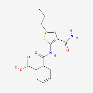 molecular formula C16H20N2O4S B4281954 6-({[3-(aminocarbonyl)-5-propyl-2-thienyl]amino}carbonyl)-3-cyclohexene-1-carboxylic acid 