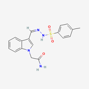 molecular formula C18H18N4O3S B4281963 2-(3-{2-[(4-methylphenyl)sulfonyl]carbonohydrazonoyl}-1H-indol-1-yl)acetamide 