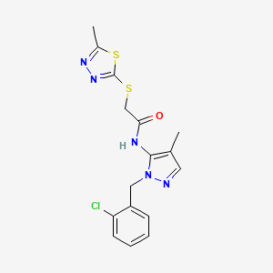 N-[1-(2-chlorobenzyl)-4-methyl-1H-pyrazol-5-yl]-2-[(5-methyl-1,3,4-thiadiazol-2-yl)thio]acetamide