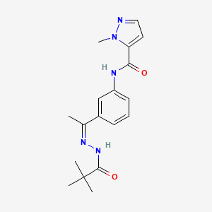 N-{3-[N-(2,2-dimethylpropanoyl)ethanehydrazonoyl]phenyl}-1-methyl-1H-pyrazole-5-carboxamide