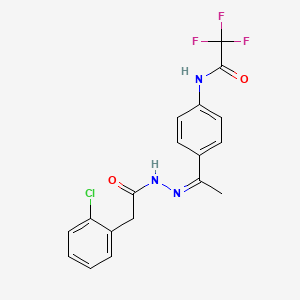 molecular formula C18H15ClF3N3O2 B4282058 N-(4-{N-[(2-chlorophenyl)acetyl]ethanehydrazonoyl}phenyl)-2,2,2-trifluoroacetamide 