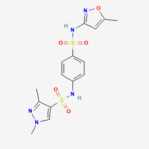 molecular formula C15H17N5O5S2 B4282075 1,3-dimethyl-N-(4-{[(5-methyl-3-isoxazolyl)amino]sulfonyl}phenyl)-1H-pyrazole-4-sulfonamide 