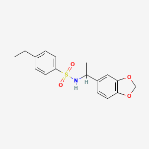molecular formula C17H19NO4S B4282111 N-[1-(1,3-benzodioxol-5-yl)ethyl]-4-ethylbenzenesulfonamide 