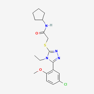 molecular formula C18H23ClN4O2S B4282115 2-{[5-(5-chloro-2-methoxyphenyl)-4-ethyl-4H-1,2,4-triazol-3-yl]thio}-N-cyclopentylacetamide 