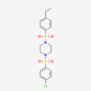molecular formula C18H21ClN2O4S2 B4282126 1-[(4-chlorophenyl)sulfonyl]-4-[(4-ethylphenyl)sulfonyl]piperazine 